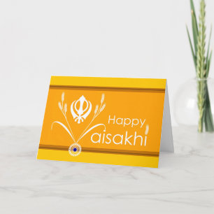Carte Vaisakhi heureux, symbole sikh de Khanda avec du