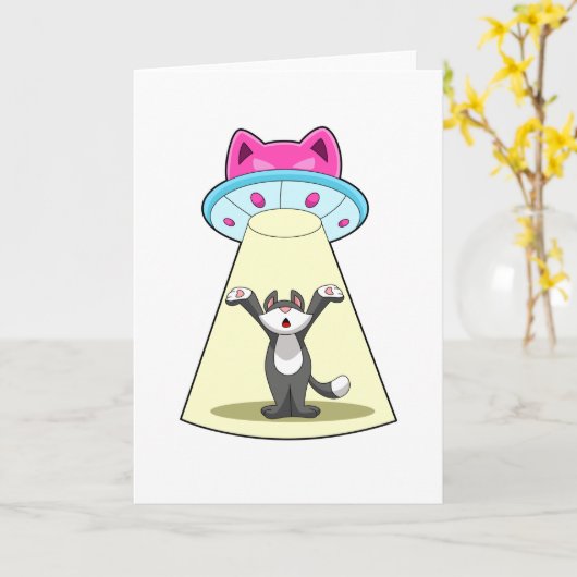 Carte Vaisseau Spatial Chat (Fleur jaune)