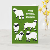Carte Valais Blaccusé Sheep Personnalisé Anniversaire (Fleur jaune)