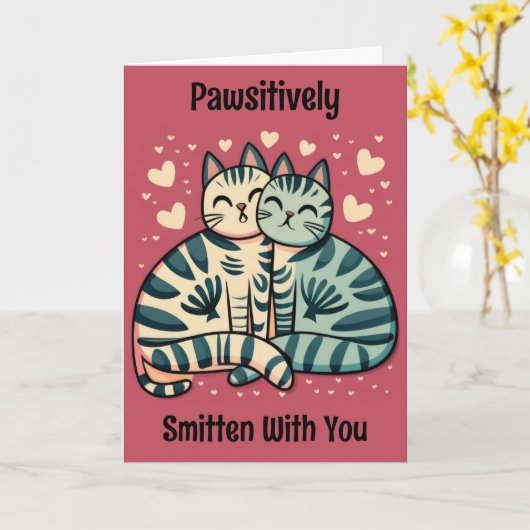 Carte Valentin Chat Mignon (Fleur jaune)