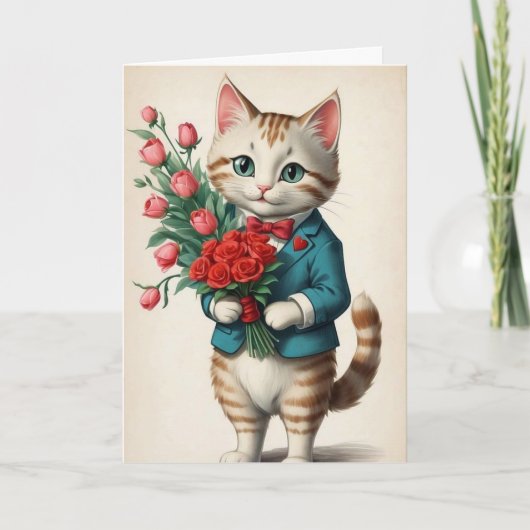 Carte Valentin de chat adorable (Devant)
