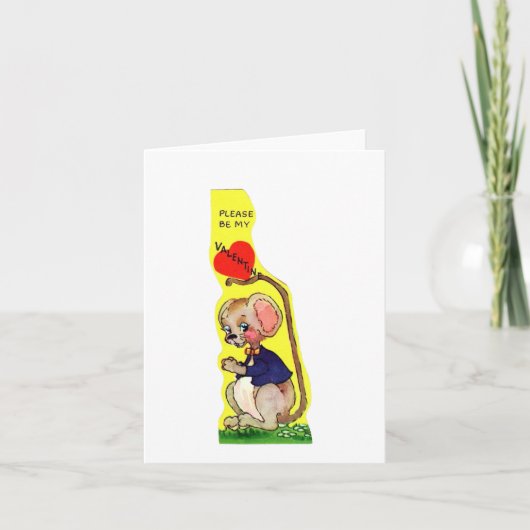 Carte Valentin de souris vintage (Devant)