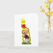 Carte Valentin de souris vintage (Fleur jaune)