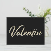 Carte Valentin écriture manuscrite or blanc (Debout devant)