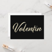 Carte Valentin écriture manuscrite or blanc (Devant/Arrière en situation)