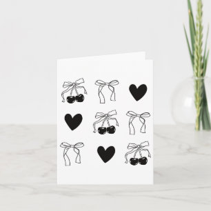 Carte Valentin Femme Cerise Nœud Cœur Mignon Romantique