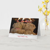 Carte Valentin nounours par cheminée (Fleur jaune)