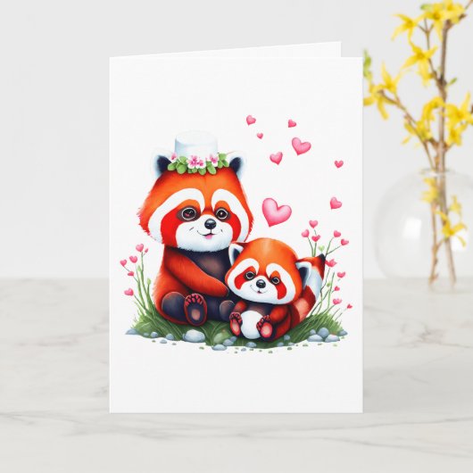 Carte Valentin panda mignon (Fleur jaune)