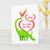 Carte Valentin Personnalisé Avec Coeurs Et Dinosaure (Fleur jaune)