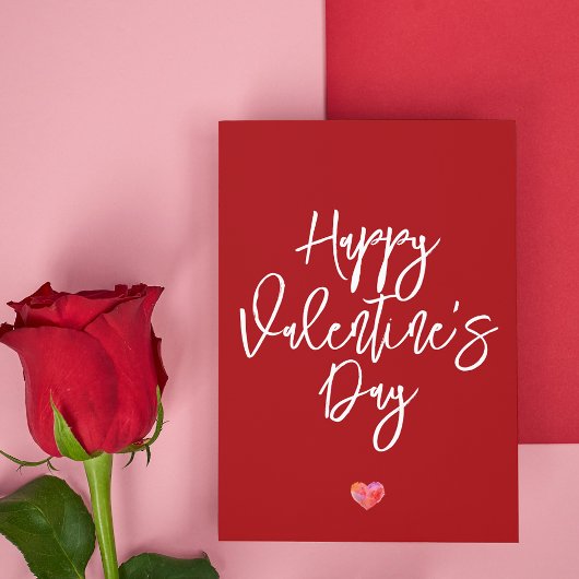 Carte Valentin rouge et rose Coeur Saint Valentin
