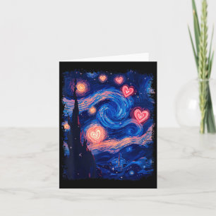 Carte Valentin Van Gogh Nuit Étoilée Cœur Assorti Cou