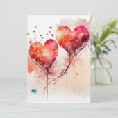 Carte Valentine Avec Deux Coeurs Rouges (Debout devant)