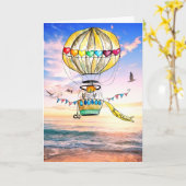 Carte Valentine ballon de plage aquarelle chats arc-en-c (Fleur jaune)