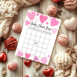 Carte Valentine bingo baby shower game card