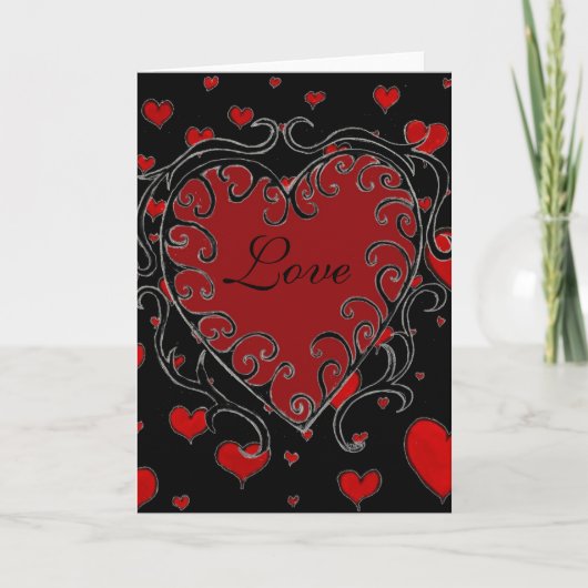 Carte Valentine Black and Red Heart (Devant)