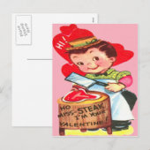 Carte Valentine Boucher Retro vintage (Devant / Derrière)