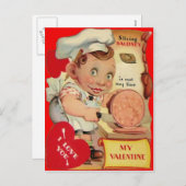 Carte Valentine Boucher Retro vintage (Devant / Derrière)