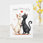 Carte Valentine Cats danse (Fleur jaune)