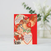 Carte Valentine Chasseur et Chouette Retro vintage (Debout devant)