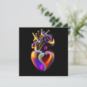 Carte Valentine Cœur en Verre Iridescent (Debout devant)