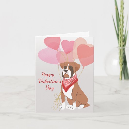 Carte Valentine de chien Brown boîte Ballons rouge (Devant)