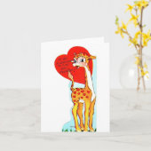 Carte Valentine de la Girafe Vintage (Fleur jaune)