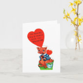 Carte Valentine de porc vintage (Fleur jaune)