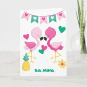 Carte Valentine Flamant rose rose pour enfants (Devant)