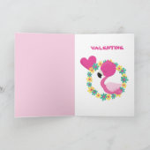 Carte Valentine Flamant rose rose pour enfants (Intérieur)