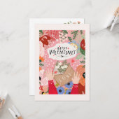 Carte Valentine florale colorée  (Devant/Arrière en situation)