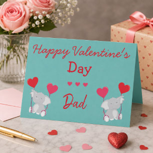 Carte Valentine for Dad Elephants and Hearts