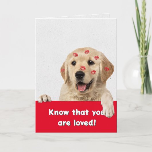 Carte Valentine Golden Retriever Listick Kisses (Devant)