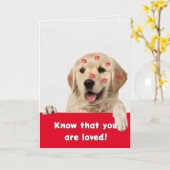 Carte Valentine Golden Retriever Listick Kisses (Fleur jaune)