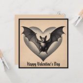Carte Valentine gothique chauve-souris vintage gothique (Devant/Arrière en situation)