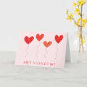 Carte Valentine Heart Balloons Pois Stripes Rouge (Fleur jaune)