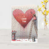 Carte Valentine I Love You Heart Mural (Fleur jaune)
