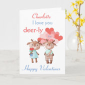 Carte Valentine Je t'aime Deer-ly (Fleur jaune)