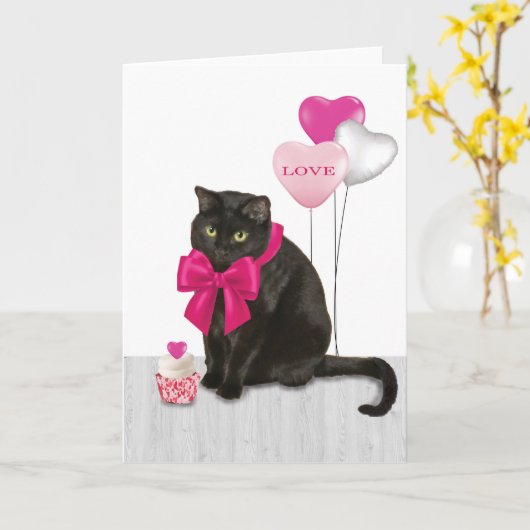 Carte Valentine Kitty (Fleur jaune)