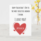 Carte Valentine La Plus Belle Femme Avec Nom Plié (Fleur jaune)