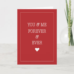 Carte Valentine Love Forever et toujours Red White Heart