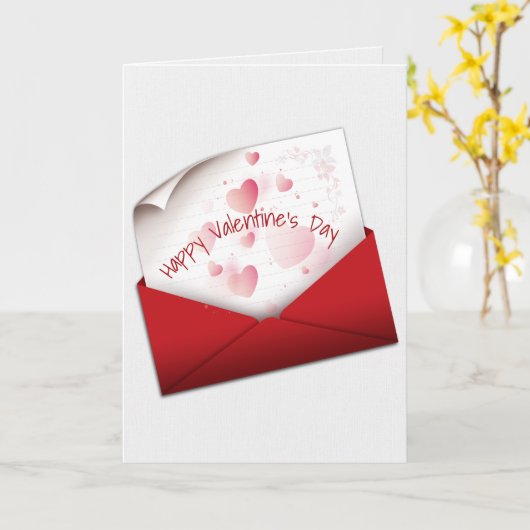 Carte Valentine Love Note dans l'enveloppe rouge (Fleur jaune)