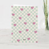 Carte Valentine Mint Purple Checkerboard Hearts (Dos)