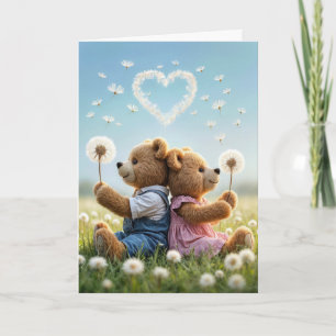 Carte Valentine Nounours avec Dandelion de Coeur