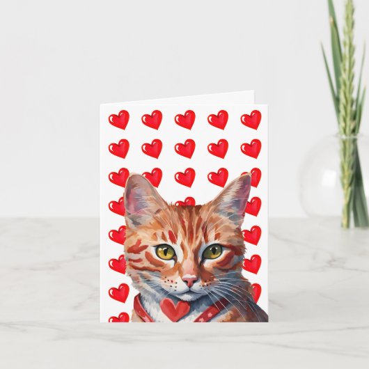 Carte Valentine Orange Tabby Cat &Heart Purr-fect (Devant)