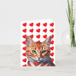 Carte Valentine Orange Tabby Cat &Heart Purr-fect