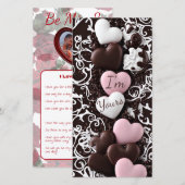 Carte Valentine personnalisable au coeur (Devant / Derrière)