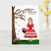 Carte Valentine Petite-fille fille collecte un arbre car (Fleur jaune)