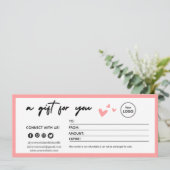 Carte Valentine Pink Elegant Gift Certificate  (Debout devant)