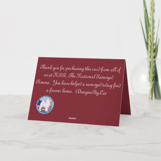 Carte Valentine pliée Samoyed 5X7 (Dos)