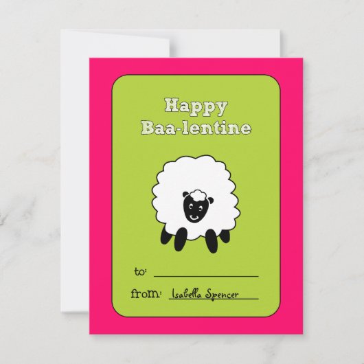 Carte Valentine pour enfants Baa-lentine (Devant)